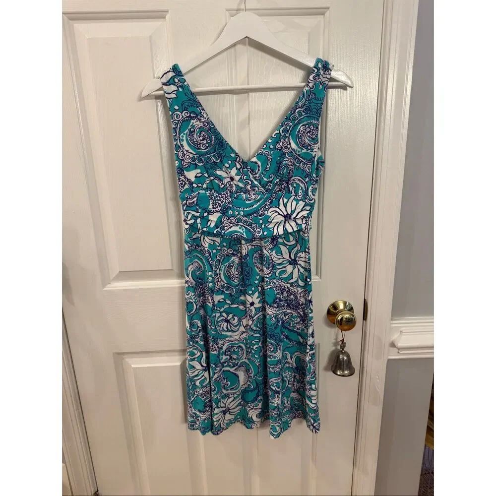 Lilly Pulitzer Shianne Dress In Seafoam Green Montauk Floral Paisley Sz S